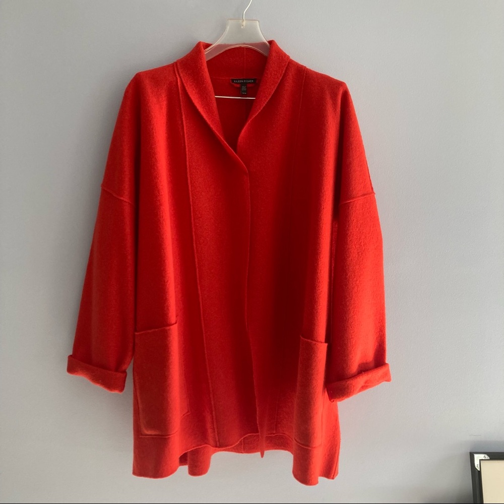 Eileen Fisher Boiled Wool Open Jacket - Medium